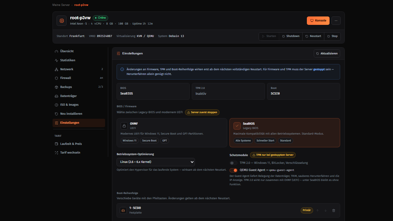 Server-Optionen